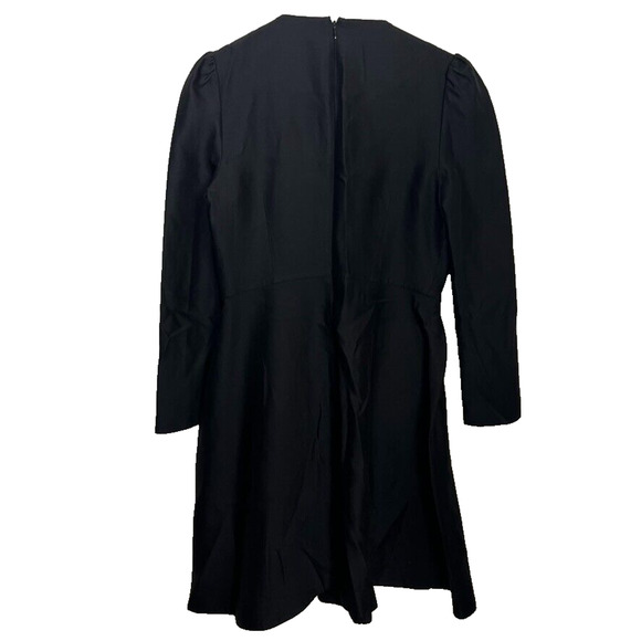Co Dress Womens M Black Midi Long Sleeve Wool Cashmere Silk Pleated Pockets Zip - Picture 2 of 9